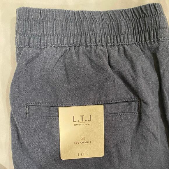 NWT L. T. J. Letter to Juliet Navy Blue Linen Blend Jogger Cargo Pants Small - Picture 9 of 9